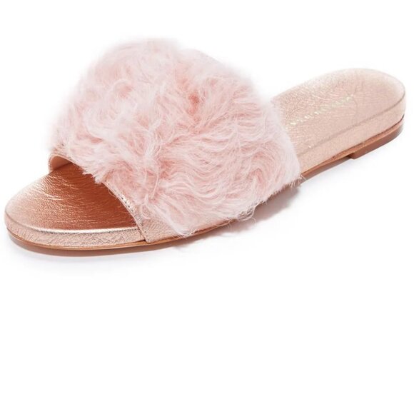 Loeffler Randall Domino Shearling Sheep Fur Slide Sandal - Pink / Rose Gold - Picture 5 of 16